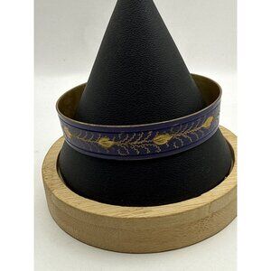 Blue & Gold Enamel Bracelet Floral Design Metal Unisex Accessory